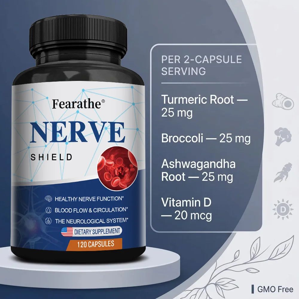 Nerve Support Supplement - B Vitamins, Supports Nerve & Brain Function, Neurotransmitters, Blood Circulation & Joint Health