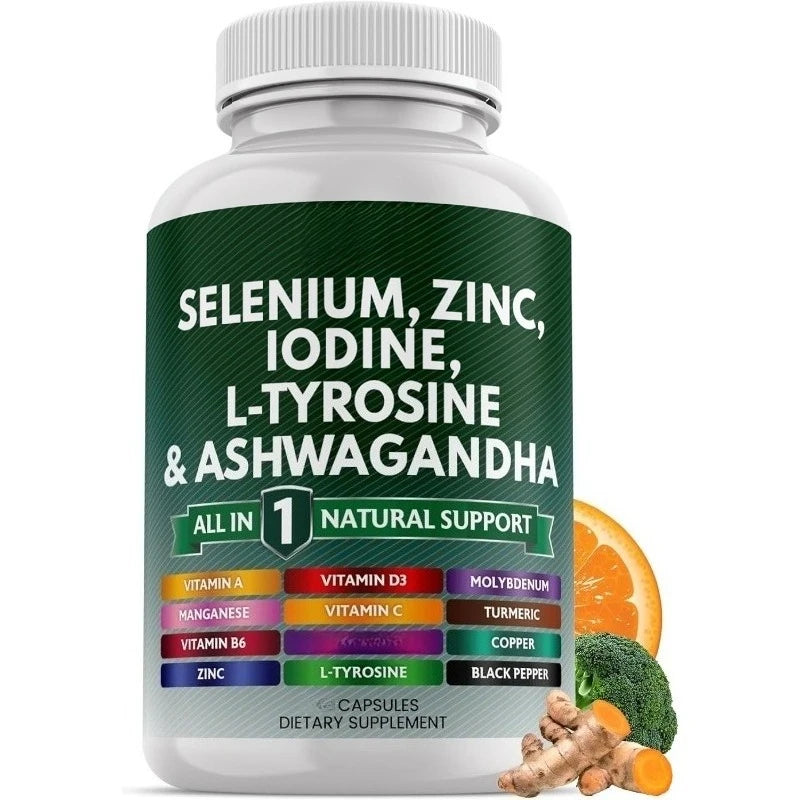 120 Count Multimineral Vitamin Capsules with Selenium Zinc Iodine L-TyrosineTurmeric Silica Supplement Daily Nutrition Support