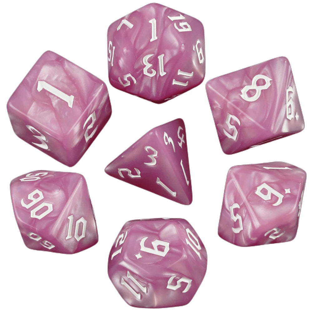 DND 7pcs Polyhedral Dice Set Pearl Swirl for Role Playing Table Games Party Supplies