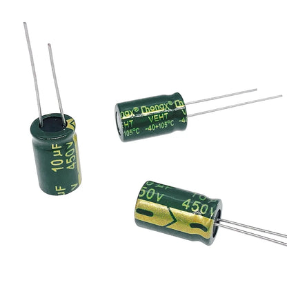10/20pcs 450V 10UF Capacitor 10X17MM(0.39x0.67in) High Frequency Aluminum Electrolytic Capacitors for TV, LCD Monitor, Game