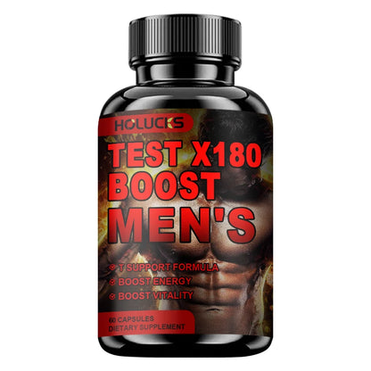 HOLUCKS Test X180 Men's Supplement, with Black Maca & D-Aspartic Acid, Support Healthy T Level, Muscle Function & Daily Vitality