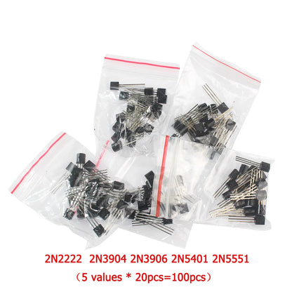 50-900PCS Transistors kit NPN PNP S8050 S8550 S9012 2N3904 2N3906 C1815 A1015 MJE13001 BC327 BC337 BC517 BC547 BC548 BC549 BC558