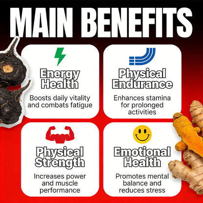 Fenugreek Supplement Capsules, with Turmeric, Black Maca, Endurance, Energy, Strength Support, Improves Mood, Overall Health