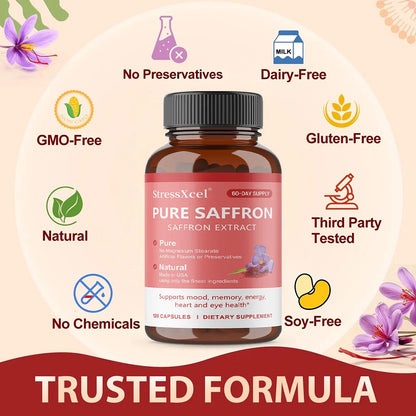 Saffron Supplement, Protects Eye Health, Improves Dull Skin Tone, Promotes Blood Circulation, and Boosts Metabolism
