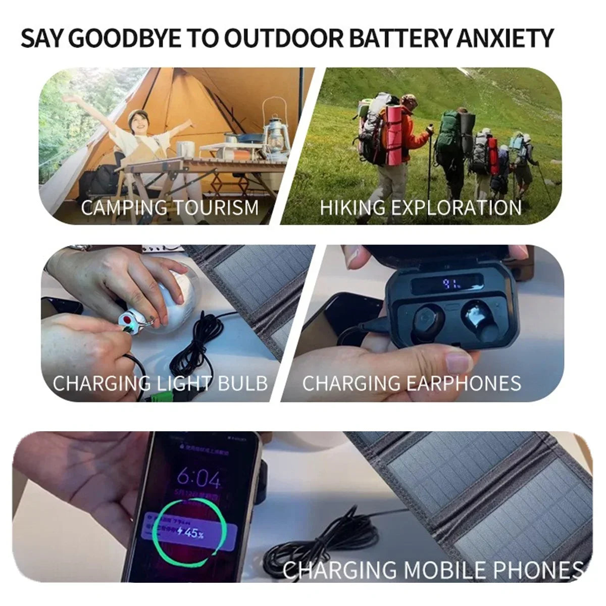 EESbao 25W-100W Energy Efficient Foldable Solar Panel 5V USB Waterproof for Outdoor Wild Adventure Power Supply