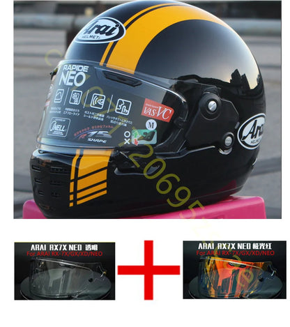 RAPIDE NEO Japanese Mode Full Face Helmet,For Harley Motorcycle And Cruise Motorcycle Protective Helmet,Bright Black Yellow