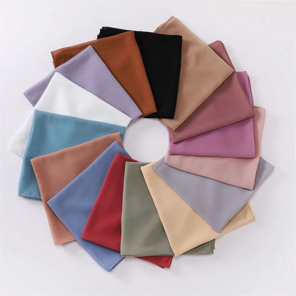 Muslim Chiffon Hijab Scarf Solid Color Square Head Wrap For Women Hijabs Scarves Jersey Hijabs Islamic Turban Headband Shawl