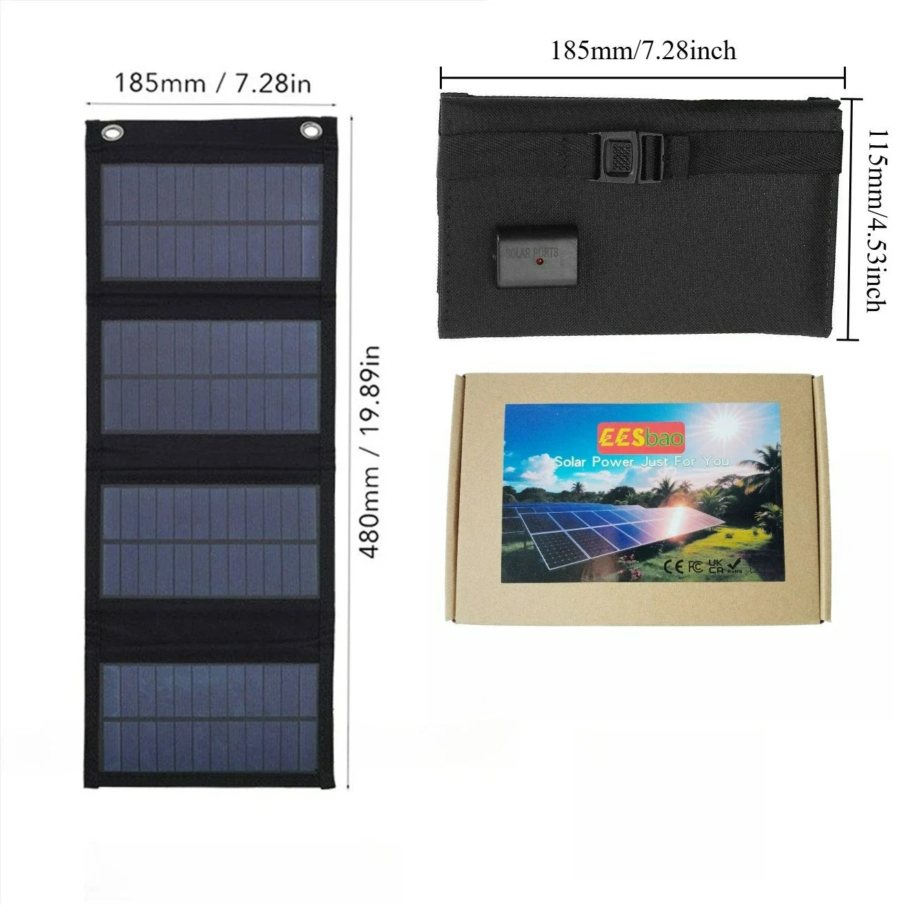 EESbao 25W-100W Energy Efficient Foldable Solar Panel 5V USB Waterproof for Outdoor Wild Adventure Power Supply