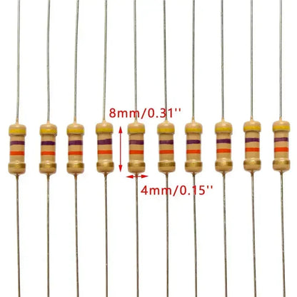 300Pcs/Set Resistor Assortment Kit Set 1Ohm-3M 0.5W Carbon Film Metal Resistors DIY Resistance Assorted Kit 470R 560R 2.7K 10K
