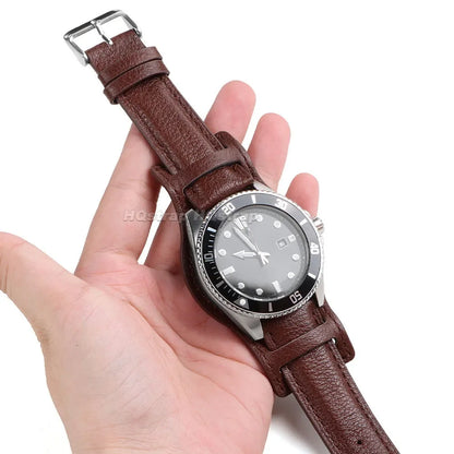Genuine Leather Strap 20mm 22mm 18mm Vintage Cowhide Bracelet for Omega for Seiko Wristband Women Men Replacement Watch Band