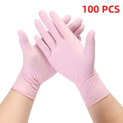 20/50/100PCS Pink Nitrile Gloves Disposable Powder Free Latex Gloves for Household Cleaning Beauty Salon Working Kitchen Gloves