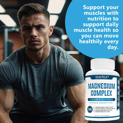 Magnesium Complex Supplement - for Supporting Muscles, Nerves, Heart and Bones, High Absorption Vegetarian Capsules