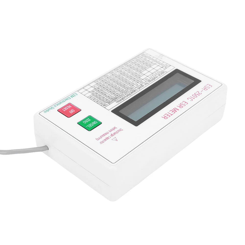 Capacitor ESR DCR Tester Test In Circuit Capacitance Meter With Test Leads Clip Battery Circuit Tester Electrical Testing Meter