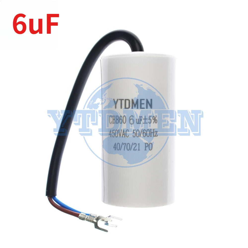 CBB60 Capacitor 450V AC Motor Run Capacitors 4UF 6UF 8UF 10UF 12UF 18UF 20UF 30UF 40UF 50UF 60UF for Washing Machine, Water Pump