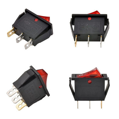 8/24Pcs AC 250V/15A 125V/20A Illuminated LED On/Off SPST 3 Pin 2 Position Mini Boat Rocker Toggle Switch Snap for Househould DIY