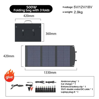 2000w 1500w 1000w 500w Flexible Foldable Solar Panel High Efficience Travel & Phone & Boat Portable 12V Solar Panel Kit