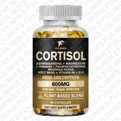 Cortisol Supplement, Hormone Balance, Magnesium, Ashwagandha, Rhodiola, L-Theanine, Vitamin B6 & B12, Mood, Focus, Sleep Support