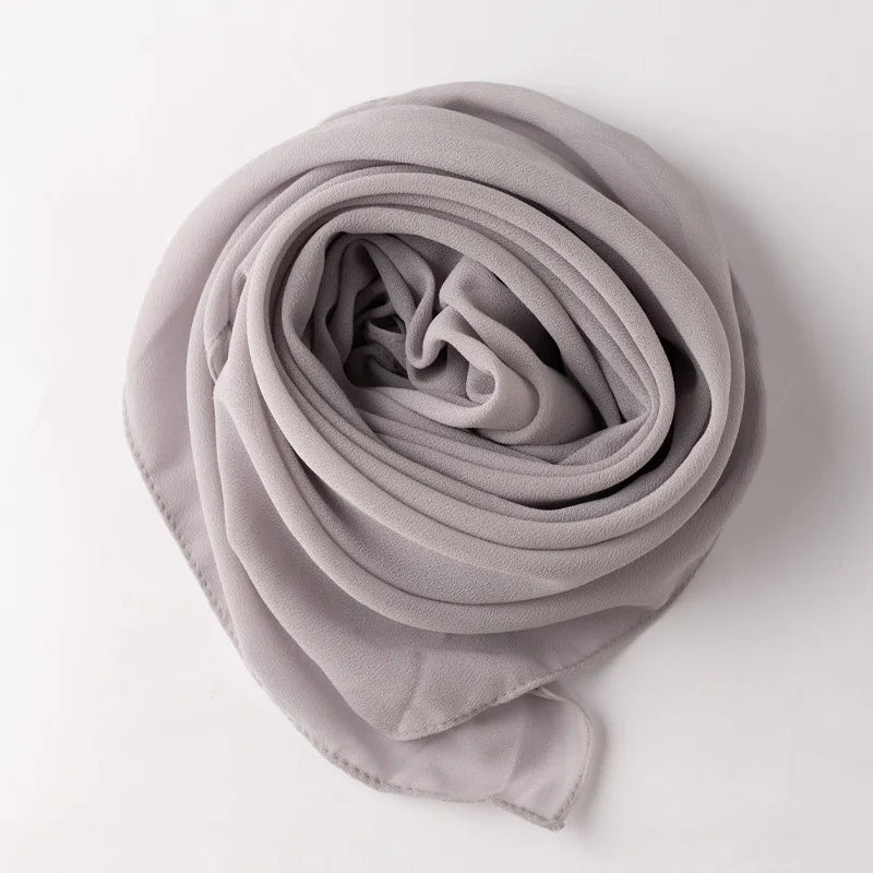 Muslim Chiffon Hijab Scarf Solid Color Square Head Wrap For Women Hijabs Scarves Jersey Hijabs Islamic Turban Headband Shawl