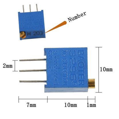 3296W Potentiometer Resistor Kit Precision Adjustable Variable  Resistance Trimmer Potentiometer 1K 10K 100K 1M 50R 100R