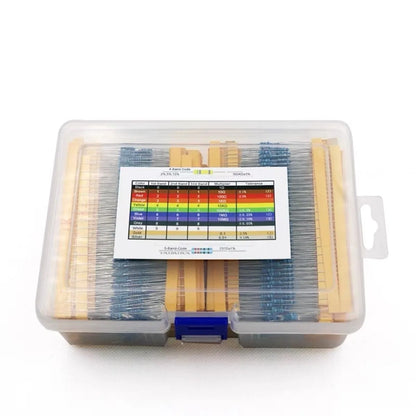 2600pcs Metal Film Resistors Assorted Pack 130 Values 1/4W 0.25W 1% Fixed Resistor Kit Set for Electronics DIY Projects