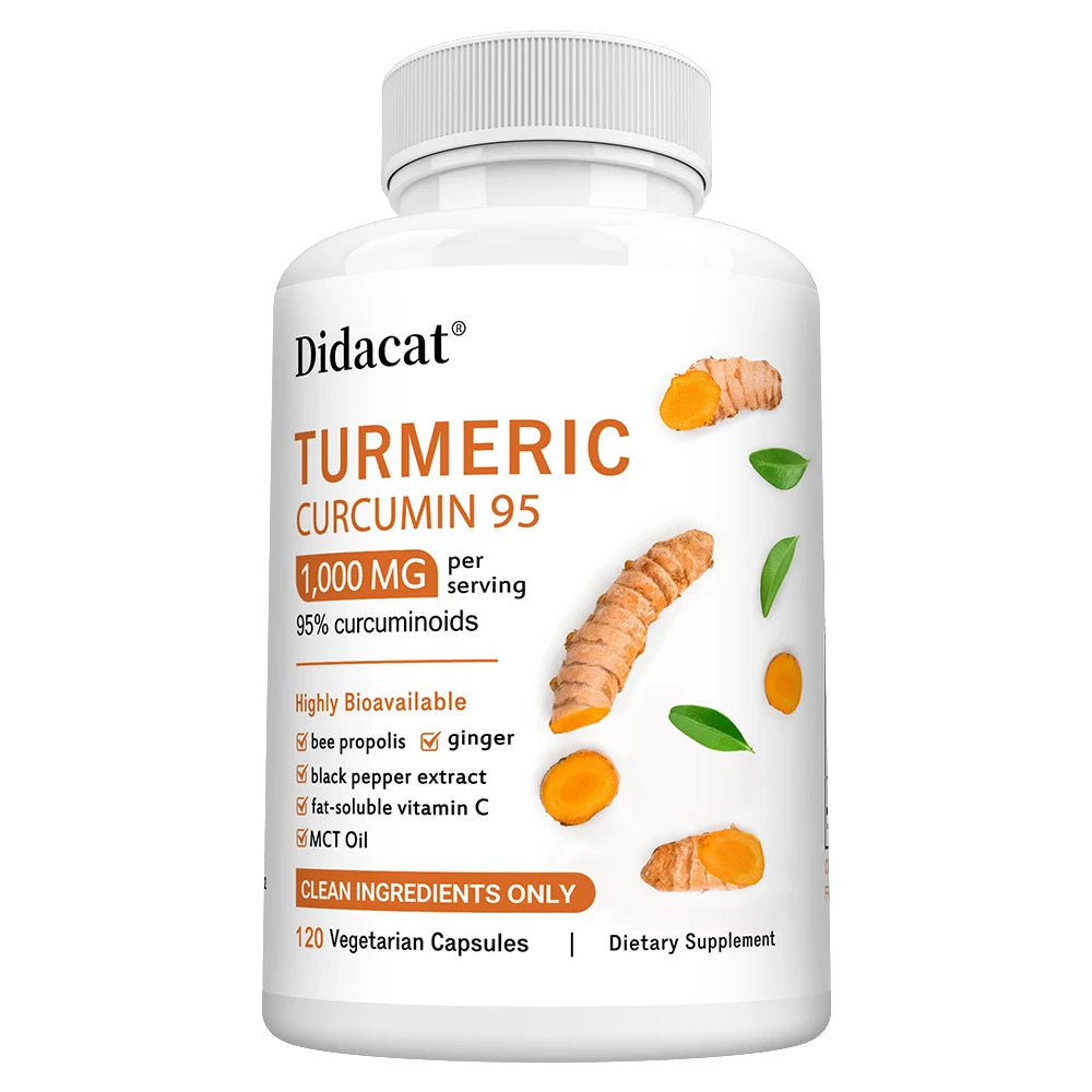 Turmeric Curcumin Supplement 1,000mg – 95% Curcuminoids with Black Pepper & Ginger, Supports Joint & Antioxidant Health