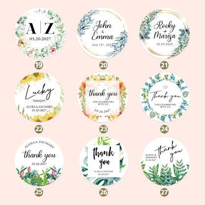 100 Pcs Personalized Round Label Stickers Custom Stickers of Name Date Thank You,for Bridal Shower Wedding Party Favors