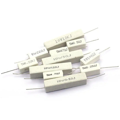 10PCS Cement Resistors 5W 5% 0.1 0.22 0.25 0.5 1 2.2 4.7 5 10 15 20 22 47 100 ohm Ceramic Resistors