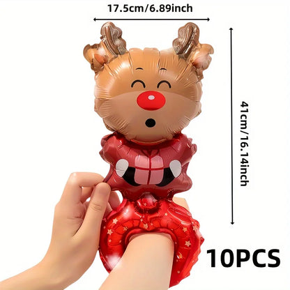 10/50 Wrist Balloons Santa Claus Snowman Gingerbread Man Reindeer Christmas Party New Year's Gifts Foil Wristband Balloons