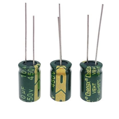 10/20pcs 450V 10UF Capacitor 10X17MM(0.39x0.67in) High Frequency Aluminum Electrolytic Capacitors for TV, LCD Monitor, Game