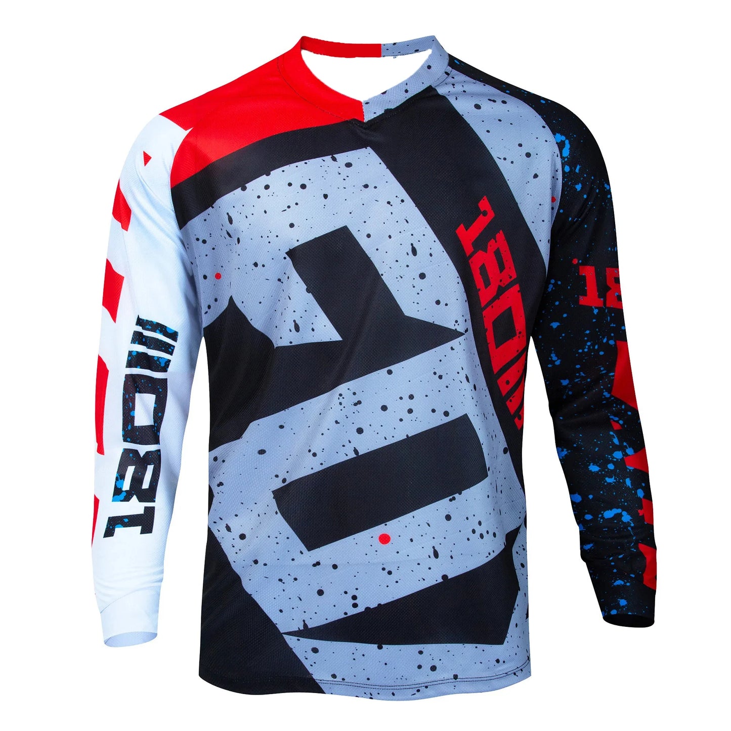 Men's Letter Pattern Long Sleeve Cycling Jersey Mtb Motocross off Road Top Breathable Loose Fit Dirt Bike Riding Cycling Top