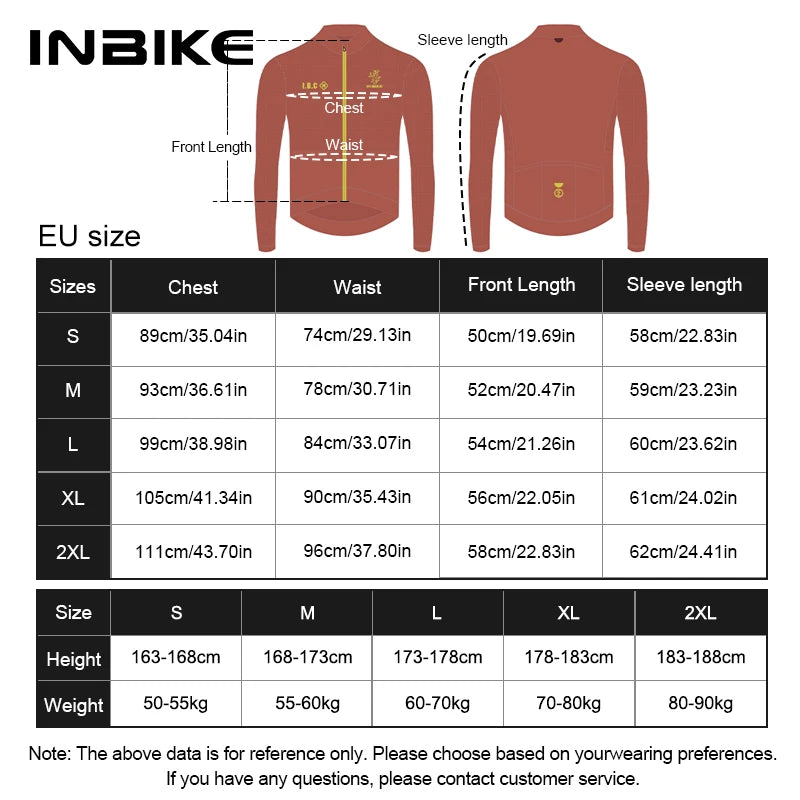 INBIKE Men's Thermal Fleece Long Sleeve Cycling Jersey Autumn Winter Windproof Breathable Jackets for Road Bike Riding Clothing