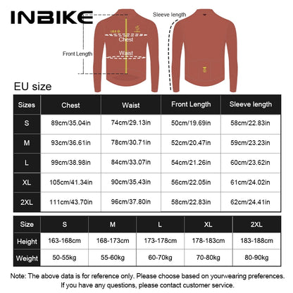 INBIKE Men's Thermal Fleece Long Sleeve Cycling Jersey Autumn Winter Windproof Breathable Jackets for Road Bike Riding Clothing