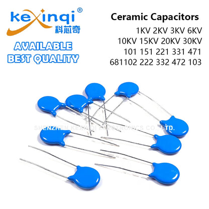 (1-20pcs) 1KV 2KV 3KV 6KV 10KV 15KV 20KV 30KV High Voltage Ceramic Capacitors 101 151 221 331 471 681 102 222 472 103 1nF 2.2nF