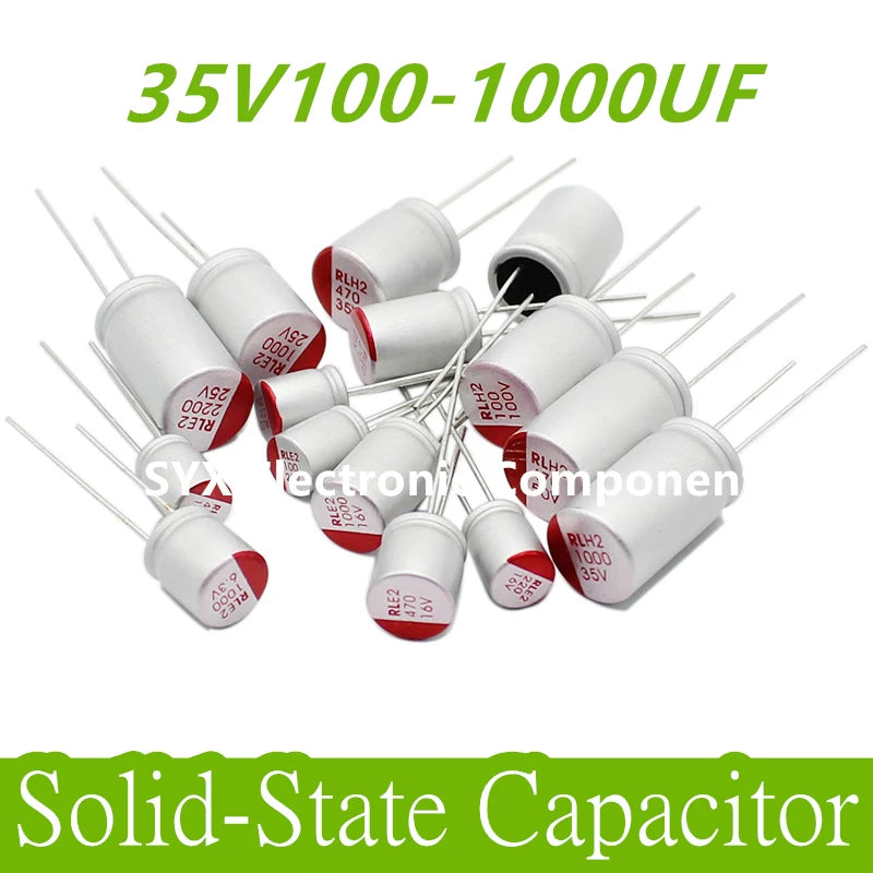 10Pcs Solid-State Capacitors DIP 35v 100uf 220uf 470uf 680uf 1000uf Applicable Power Supply Motherboard