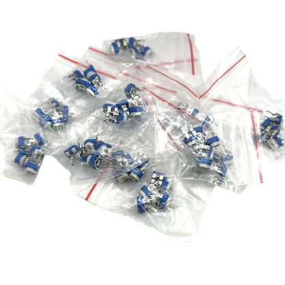 65PCS Trimmer Potentiometer RM065 Adjustable Resistance 100R~1M Potentiometers 1K 5K 10K 20K 50K 100K 500K 1M Variable Resistors