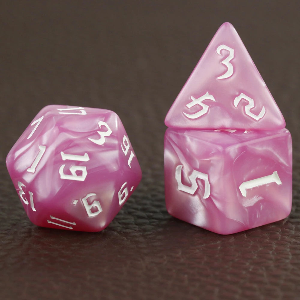 DND 7pcs Polyhedral Dice Set Pearl Swirl for Role Playing Table Games Party Supplies