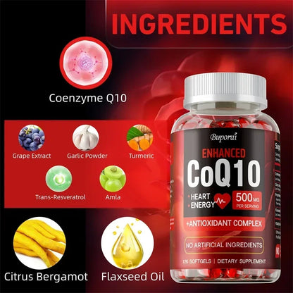 CoQ10 Supplement - Antioxidant, Promotes Blood Circulation, Heart Health and Energy Production, and Enhances Immunity