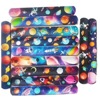 10-50 Pcs Cartoon Space Astronaut Theme Clapping Circle Wristband, Birthday Space Party Carnival School Kindergarten Gift Prize