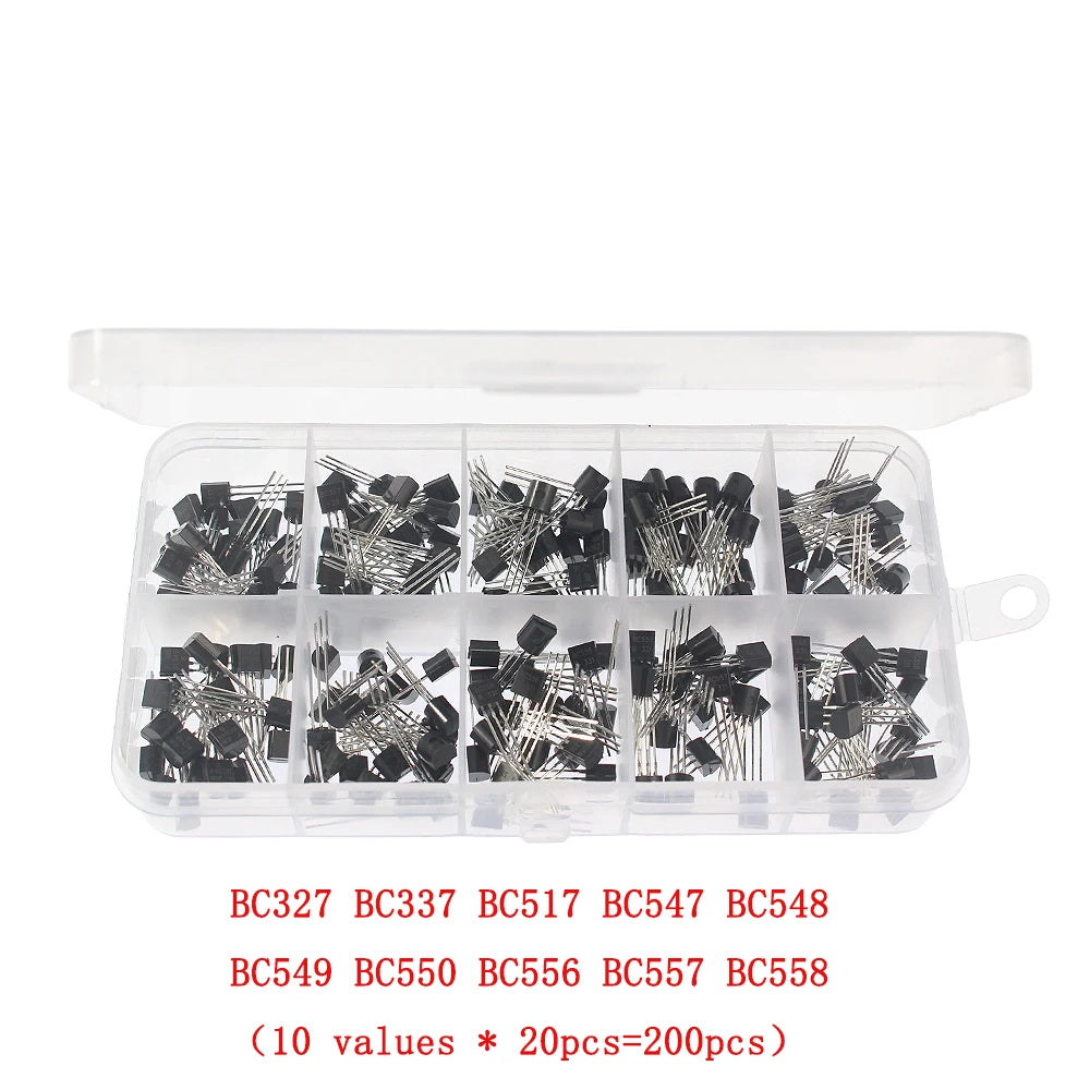 50-900PCS Transistors kit NPN PNP S8050 S8550 S9012 2N3904 2N3906 C1815 A1015 MJE13001 BC327 BC337 BC517 BC547 BC548 BC549 BC558