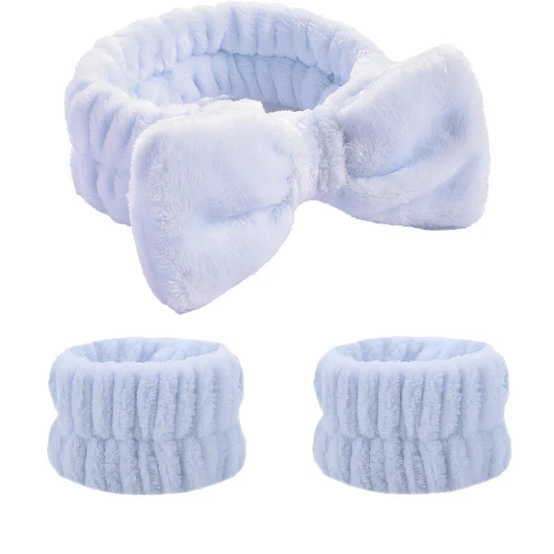 1/2/3Pcs Face Wash Absorbent Wristband Headband Hair Accessories Set Women Girls Coral Fleece Hair Bands Cuff Waterproof Bands
