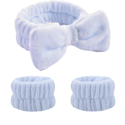 1/2/3Pcs Face Wash Absorbent Wristband Headband Hair Accessories Set Women Girls Coral Fleece Hair Bands Cuff Waterproof Bands
