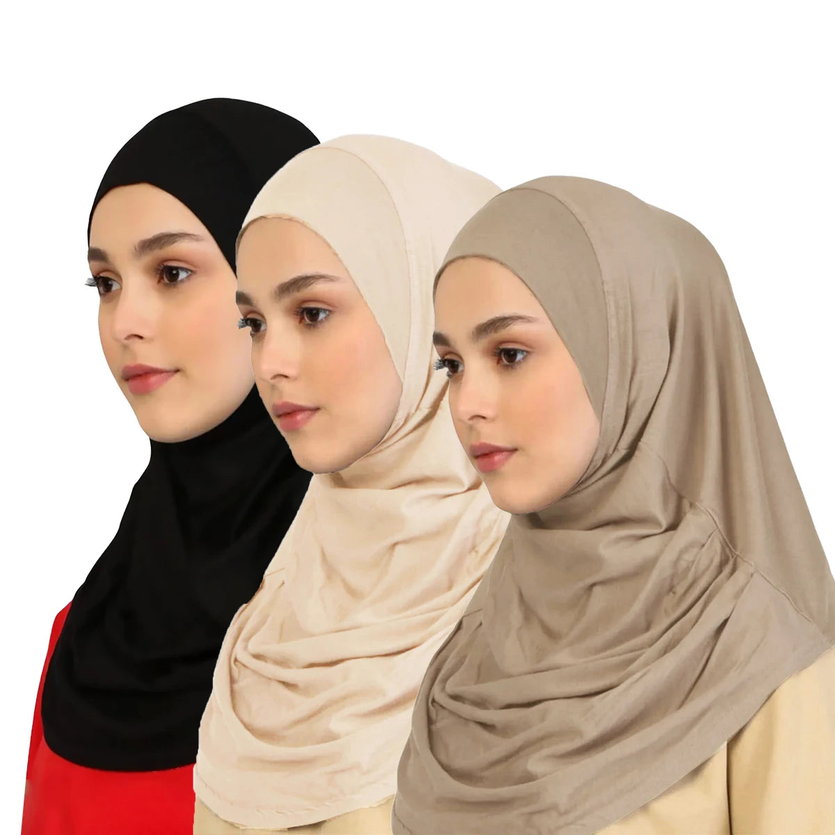 2/Pcs Crystal Hemp Wrinkle Hijab Instant Hijab Muslim Innerscarf For Woman Under Cap Hat Lady Solid Soft Headscarf Modal Jersey
