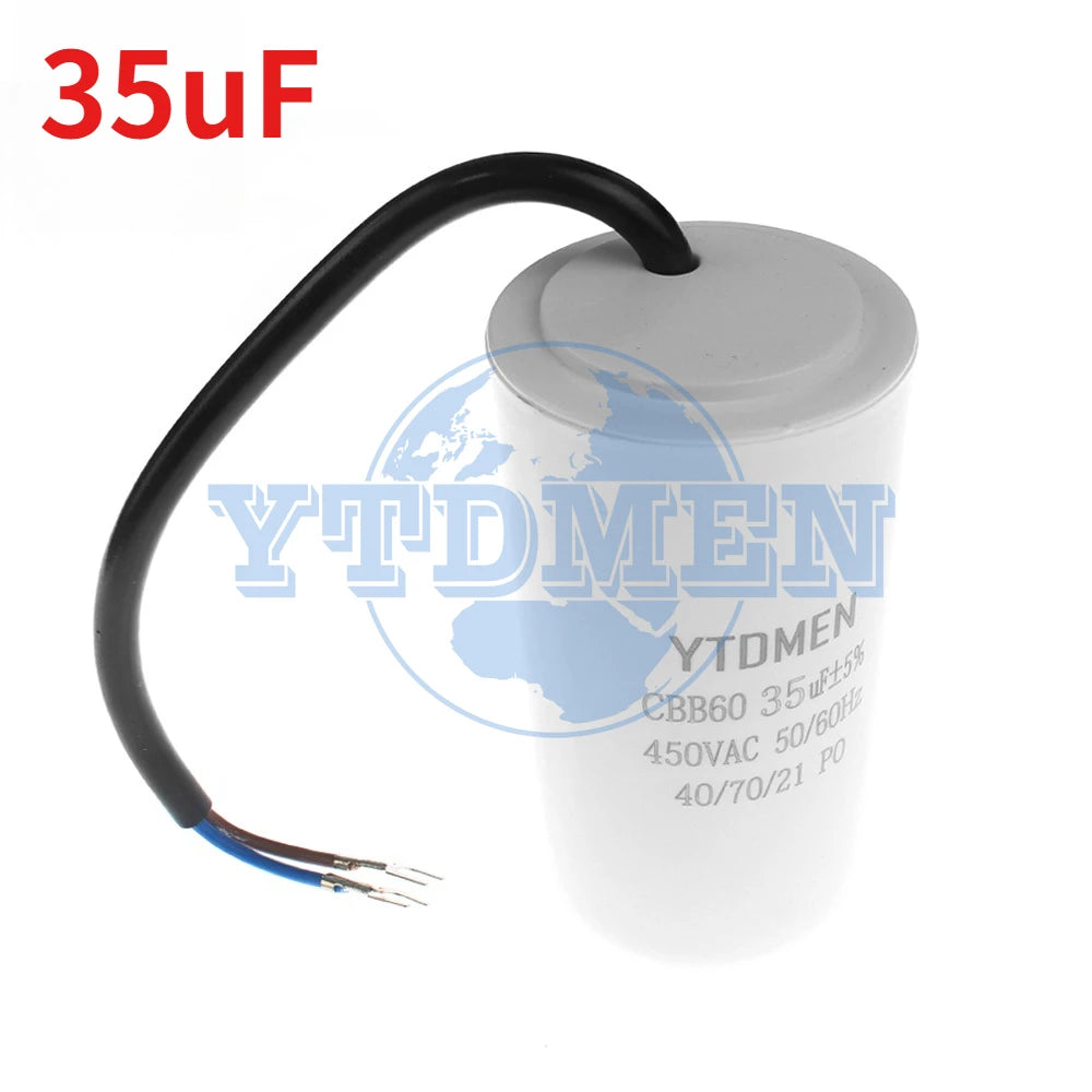 CBB60 Capacitor 450V AC Motor Run Capacitors 4UF 6UF 8UF 10UF 12UF 18UF 20UF 30UF 40UF 50UF 60UF for Washing Machine, Water Pump