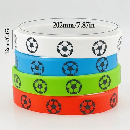 2pcs Printing Sports Soccer Silicone Bracelets  Euro 2024 Elastic Souvenir Sports Theme Bracelet Hand Circle