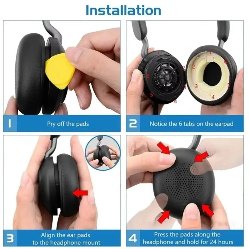 1 pair Replacement Headphone Ear Pads Football Mesh Sponge Foam Headset Earmuff for Jabra Elite 45h Evolve2 65 UC