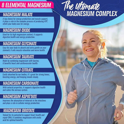 Magnesium Composite Capsules 1000mg Support Muscle Relaxation Relieve Stress Bone Health Dietary Supplement Health Care