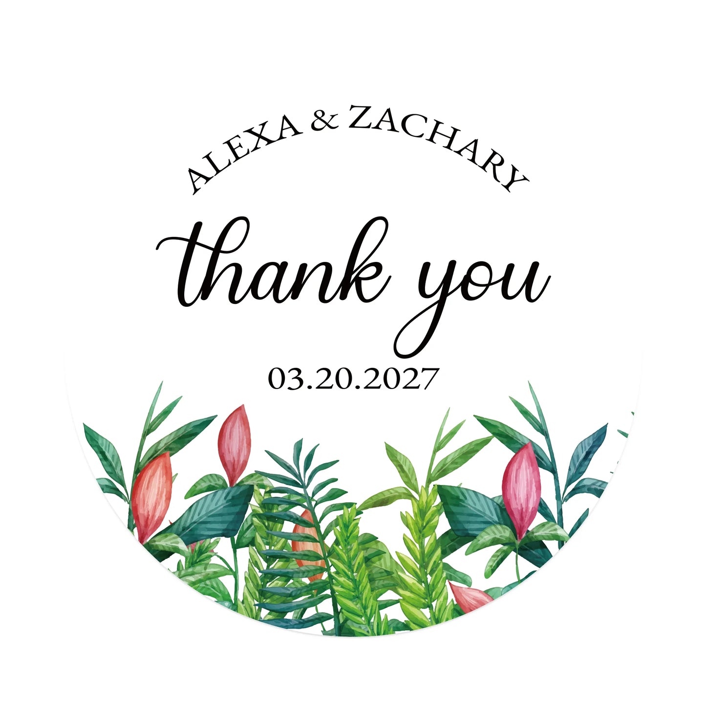 100 Pcs Personalized Round Label Stickers Custom Stickers of Name Date Thank You,for Bridal Shower Wedding Party Favors