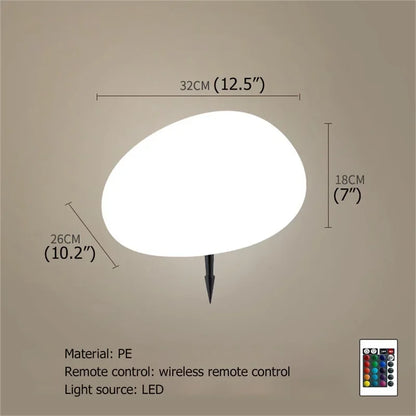 Solar Garden Lights Led Modern Creative White Stones Shape Waterproof IP65 with Remote Control Decor Home Courtyard Lawn Lamp