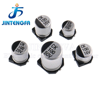 50PCS 100UF 16V 25V 35V 50V 6.3*5.4/6.3*7.7/8*10.5MM SMD Aluminum Electrolytic Capacitors Capacitance 35V100UF 25V100UF 16V100UF