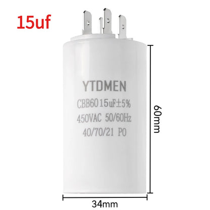 1PCS CBB60 Starting Capacitor 450VAC 4pin Double Insert Electric Replacement Motor Run Capacitors 4UF 5UF 6UF 8UF 16UF 20UF 60UF